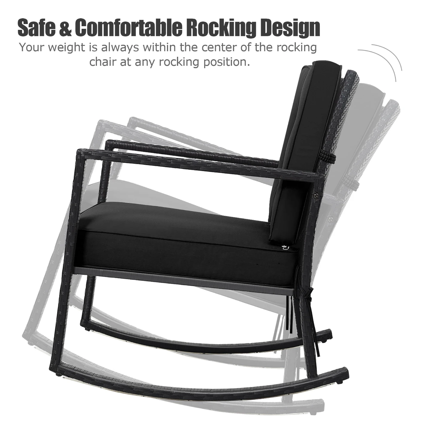 Costway Rattan Rocking Chair - Black