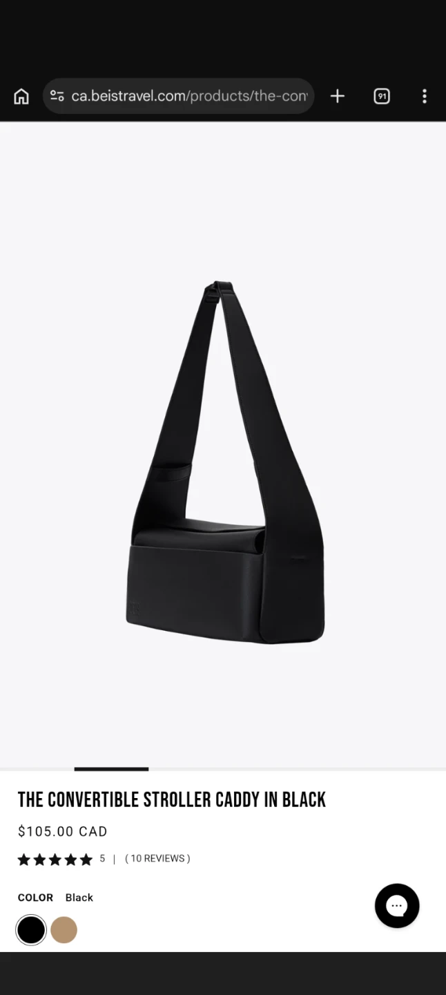 BEIS The Convertible Stroller Caddy in Black