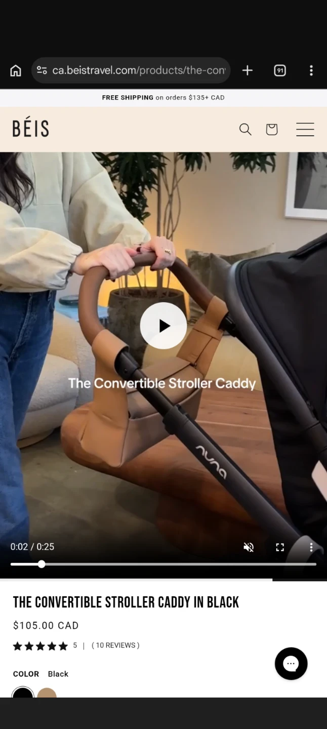 BEIS The Convertible Stroller Caddy in Black - photo 4
