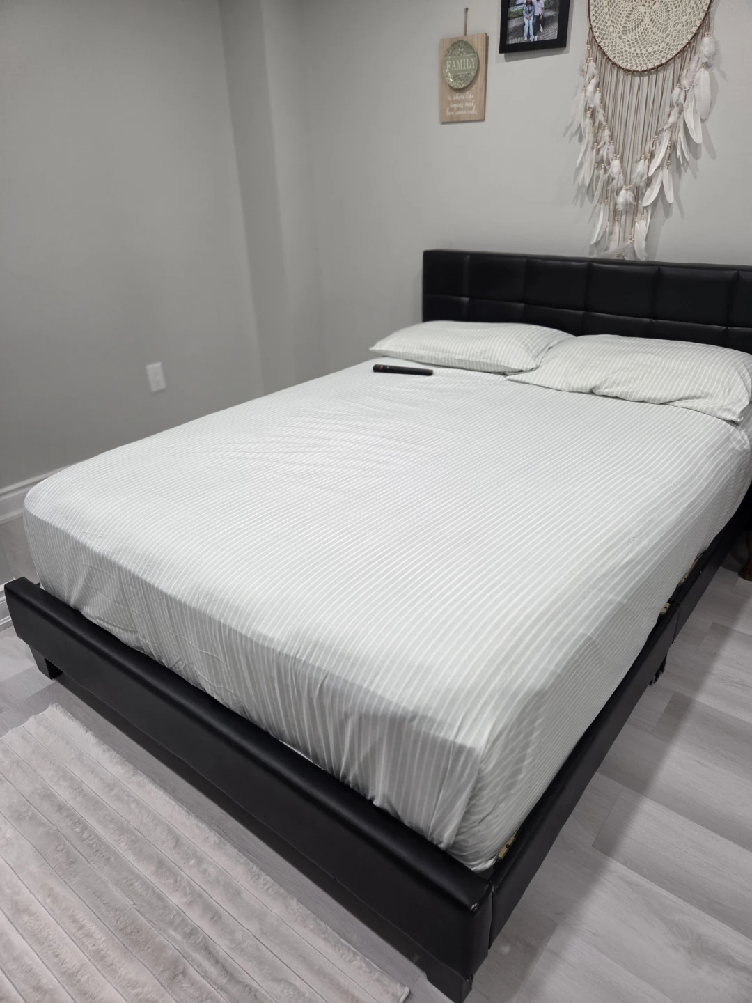 Black Faux Leather Platform Bed Frame - photo 2