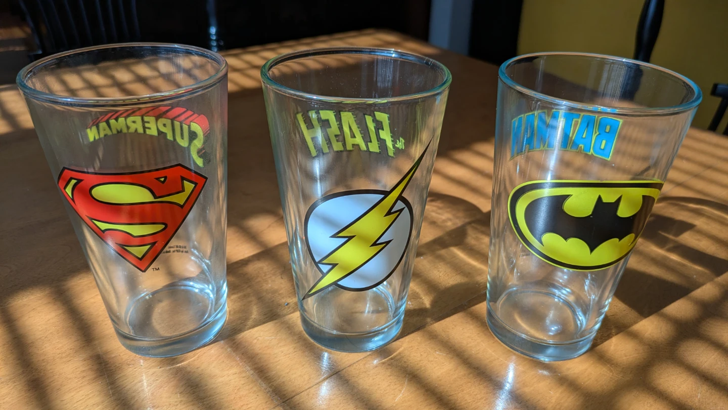 DC Comics Superhero Pint Glasses - Superman, Flash, Batman Set - photo 2
