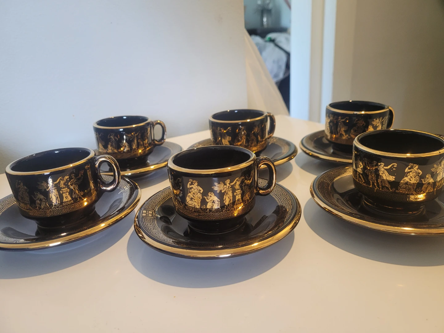 Greek teacup and saucer set handmade- black & gold - photo 3