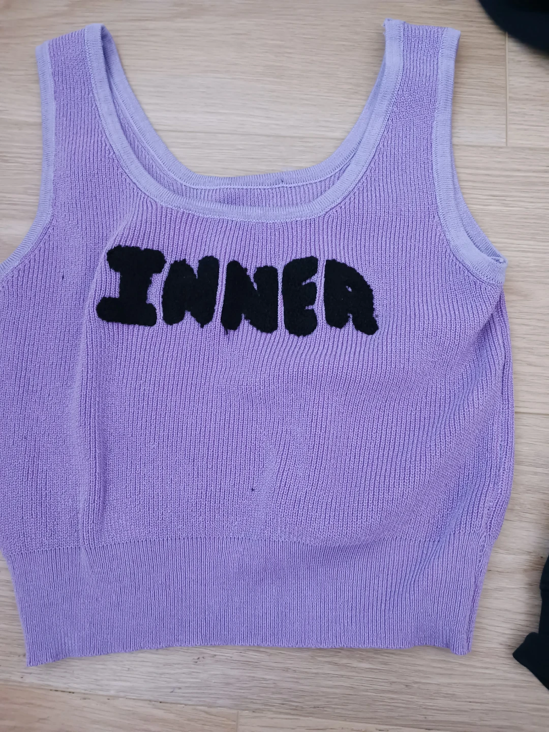 Purple Ribbed Tank Top with "INNER" Logo