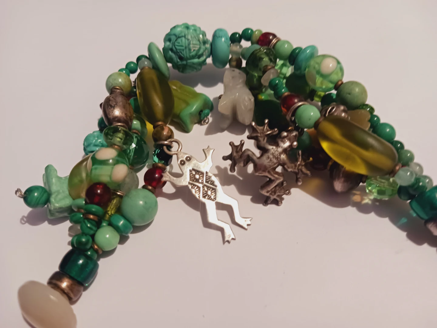NAVAJO STERLING SIGNED STERLING SILVER GEMSTONE CHARMS  BRACELET
