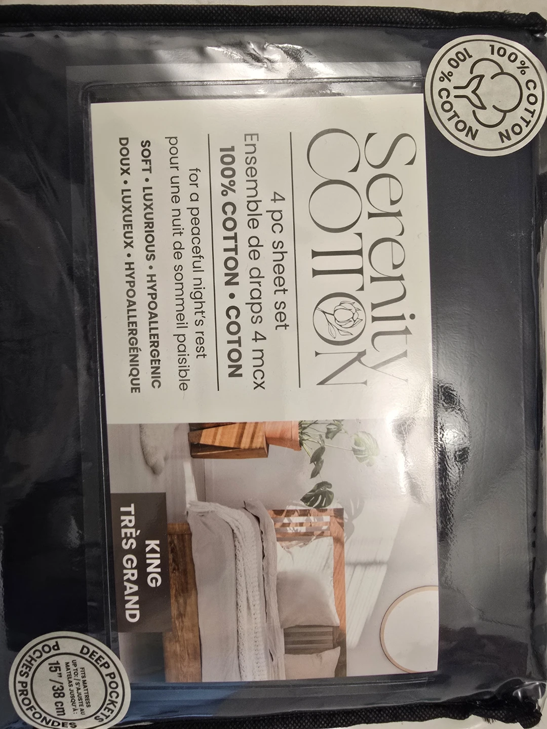 NEW KING SIZE LUXURY 100% COTTON (DARK NAVY BLUE) SHEET SET