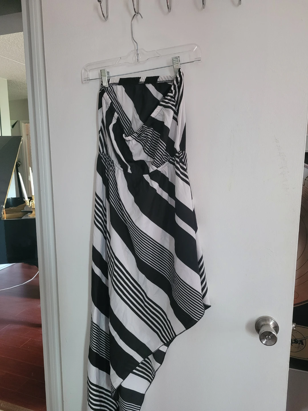 Black and White Striped Strapless Dress - photo 2