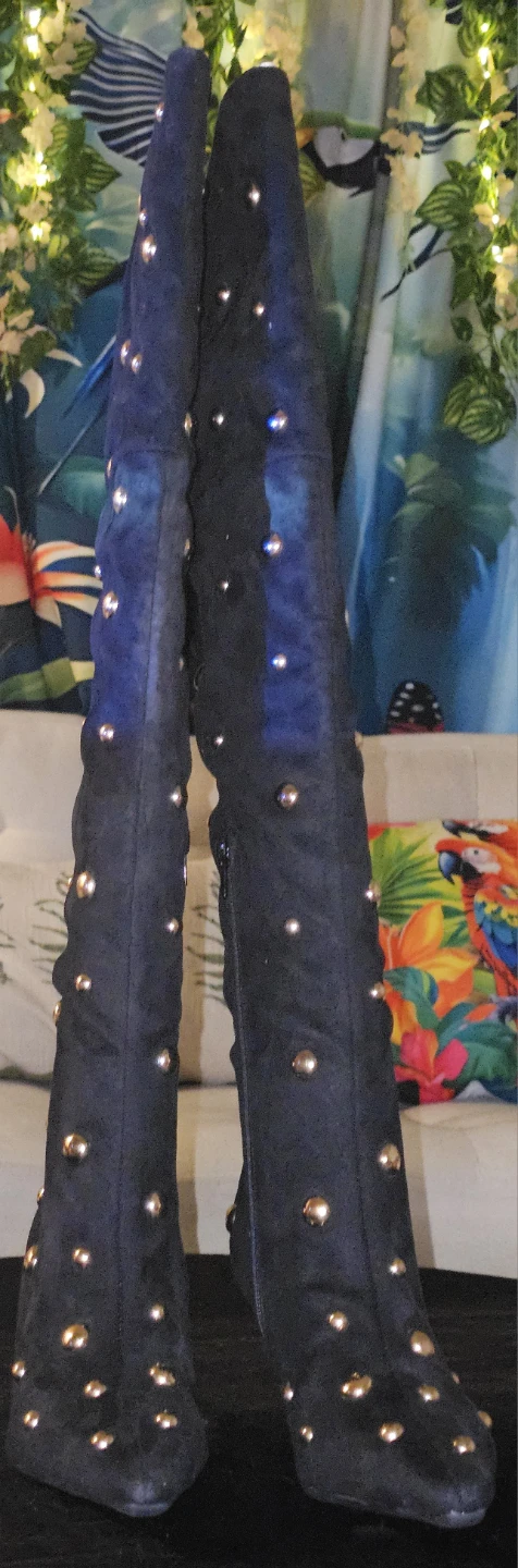 INC International Concepts Black Suede Studded Knee-High Boots⚽️ - photo 4