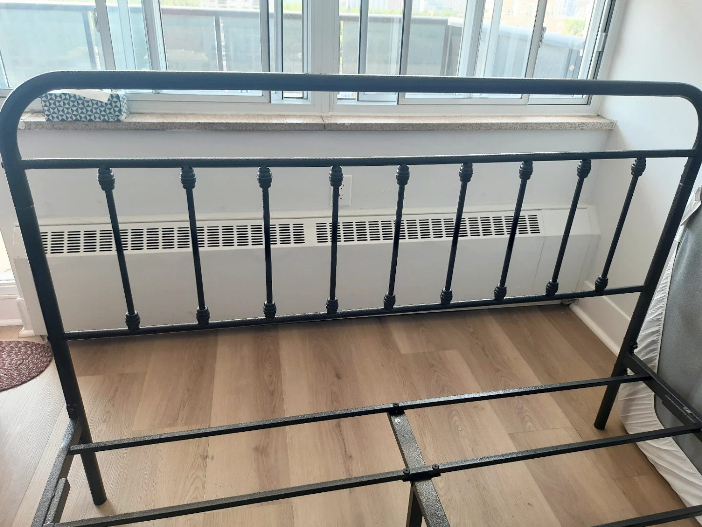 Queen Size Black Metal Bed Frame with Mattress - photo 5