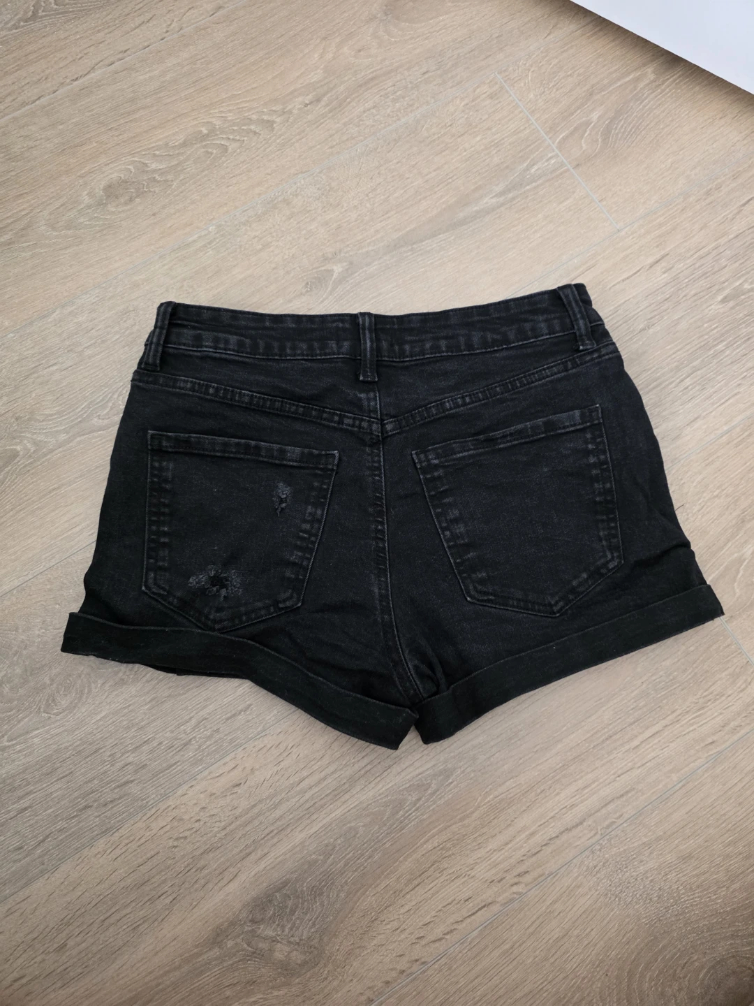 Black Ripped Denim Shorts - photo 2