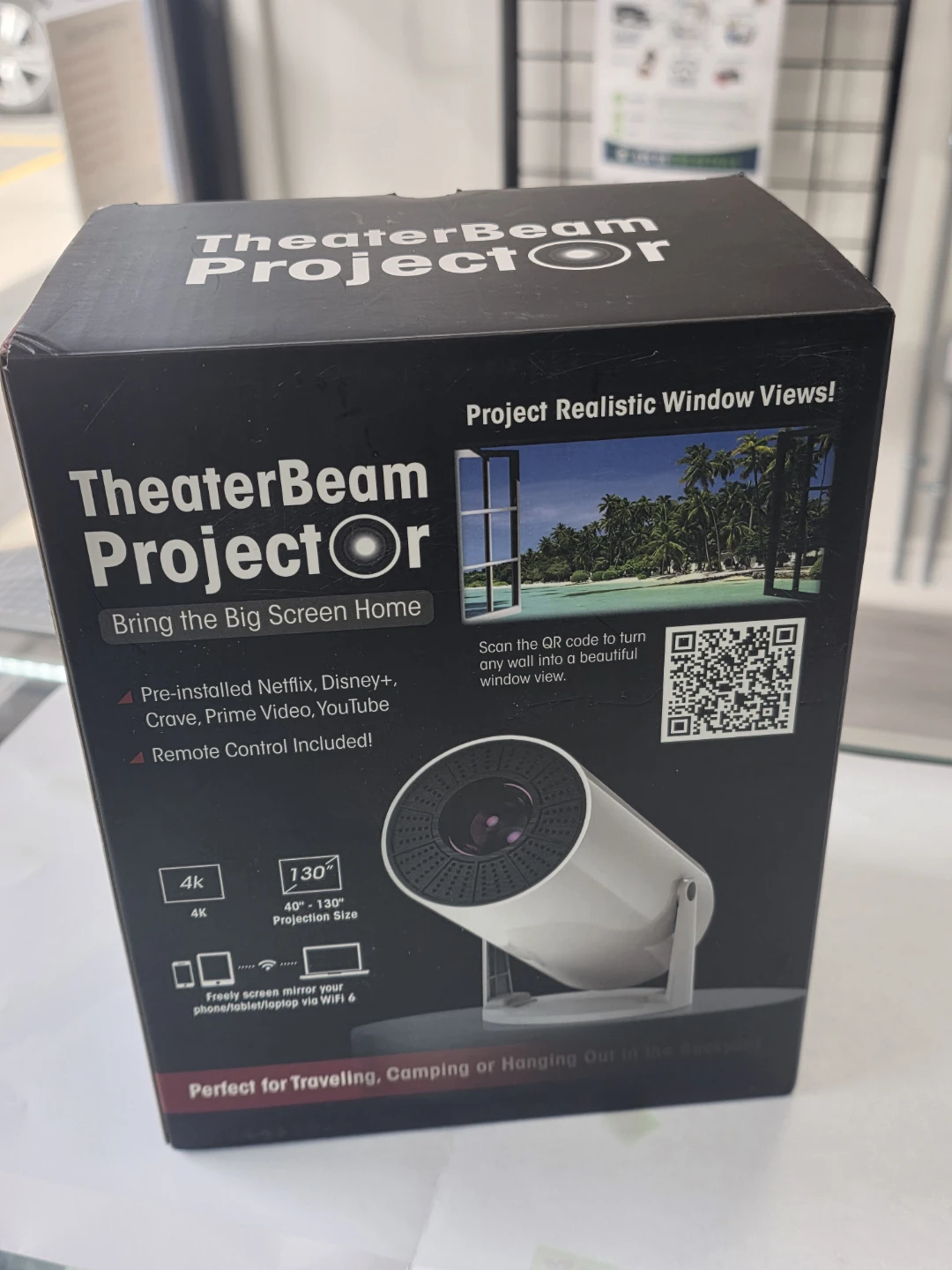 TheaterBeam Projector - Portable, 4K Resolution, 130" Projection