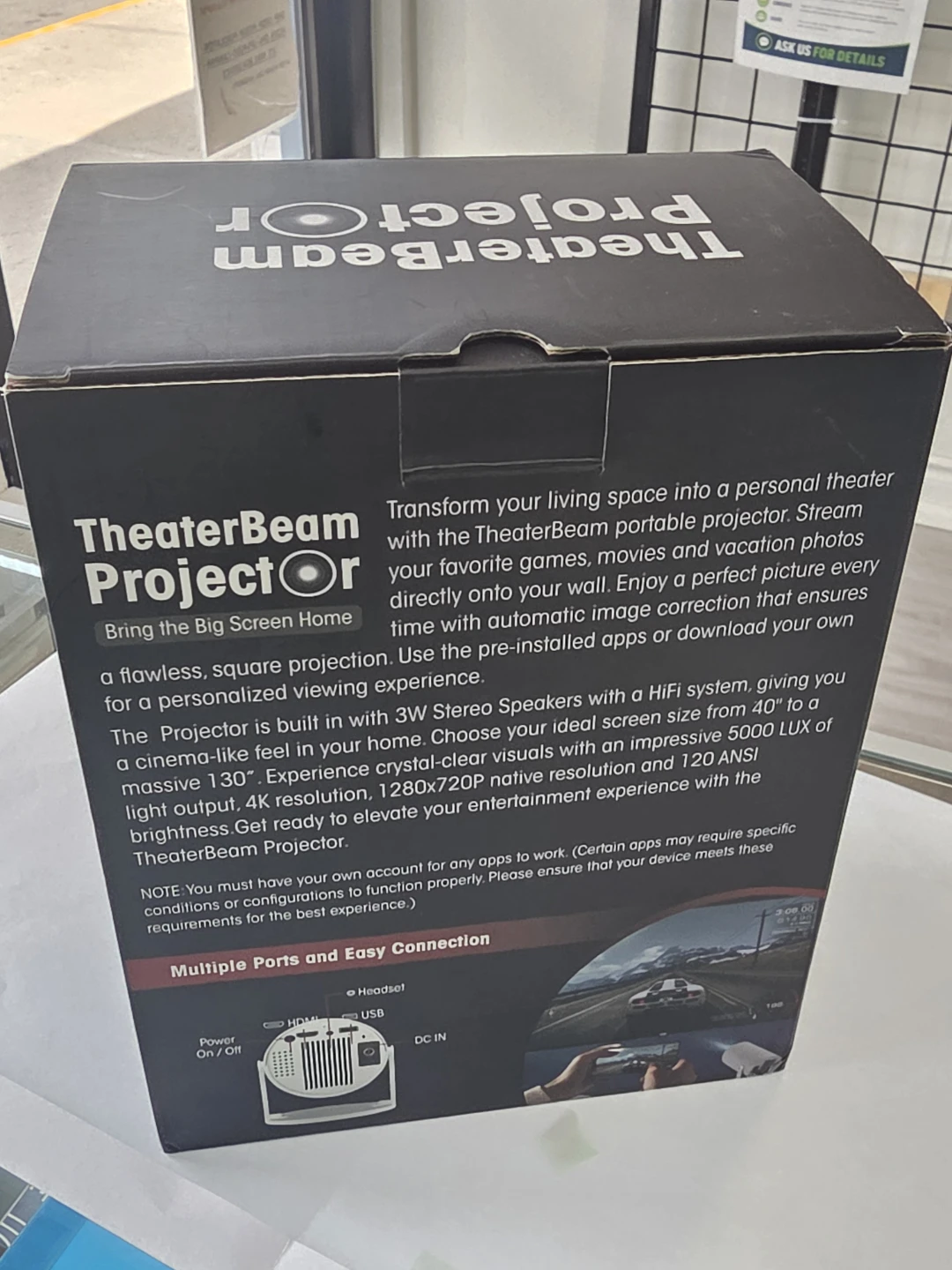 TheaterBeam Projector - Portable, 4K Resolution, 130" Projection - photo 2