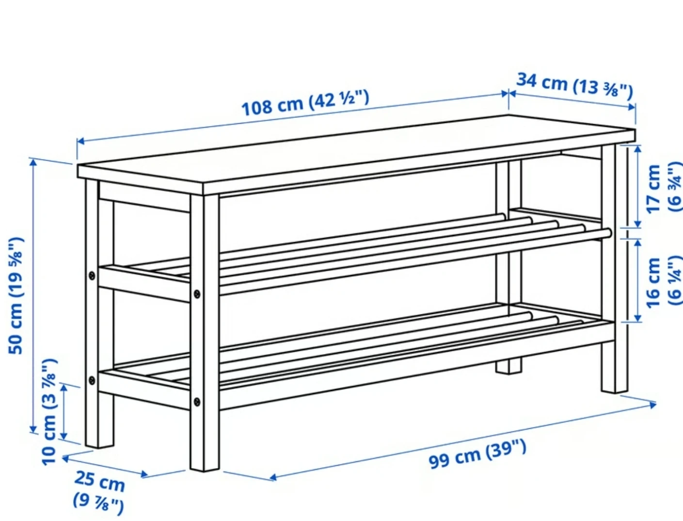 IKEA TJUSIG Shoe Bench - White - photo 2