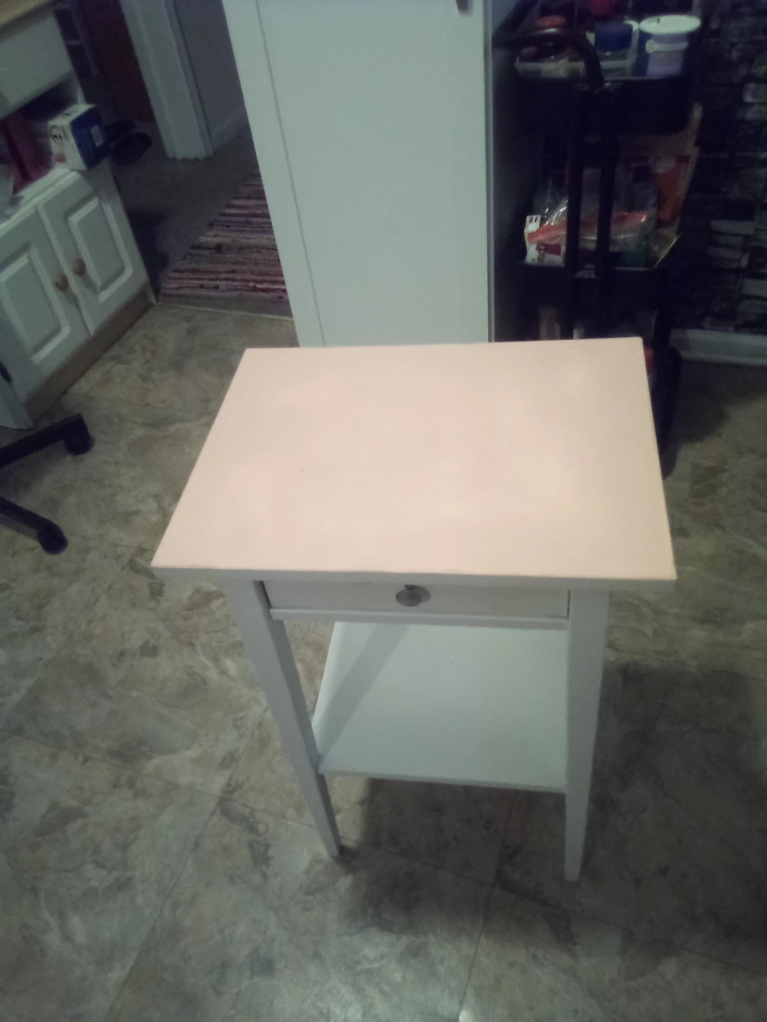 White Accent Table with Drawer
