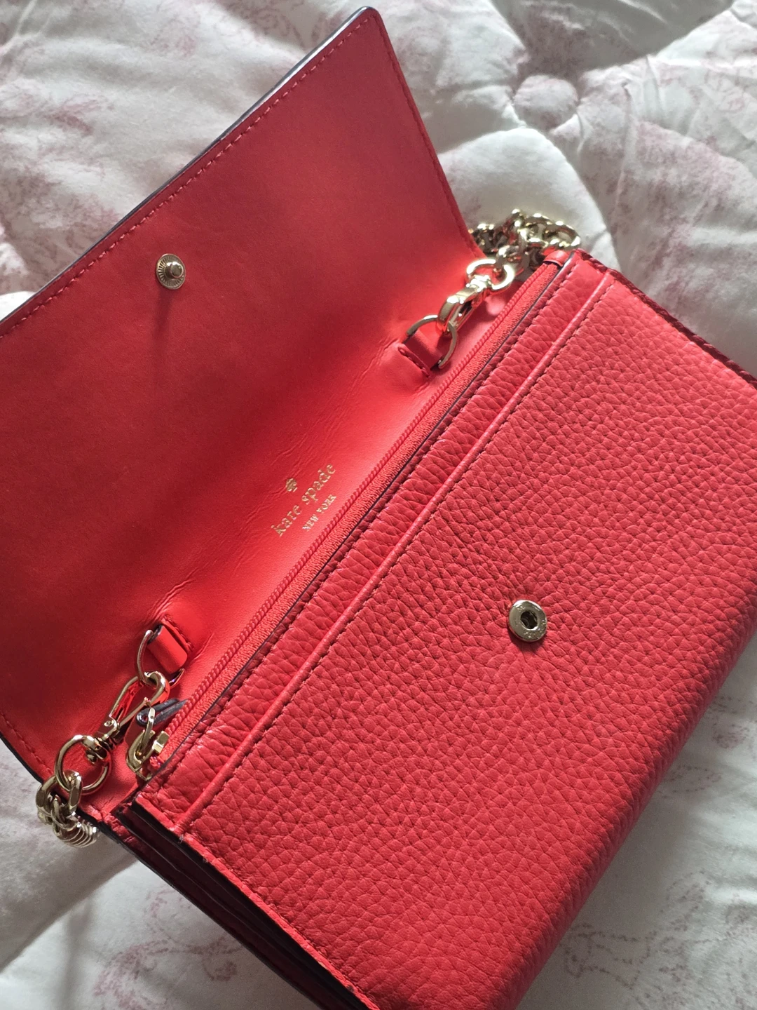 Kate Spade Red Leather Bow Wallet with Chain - photo 3