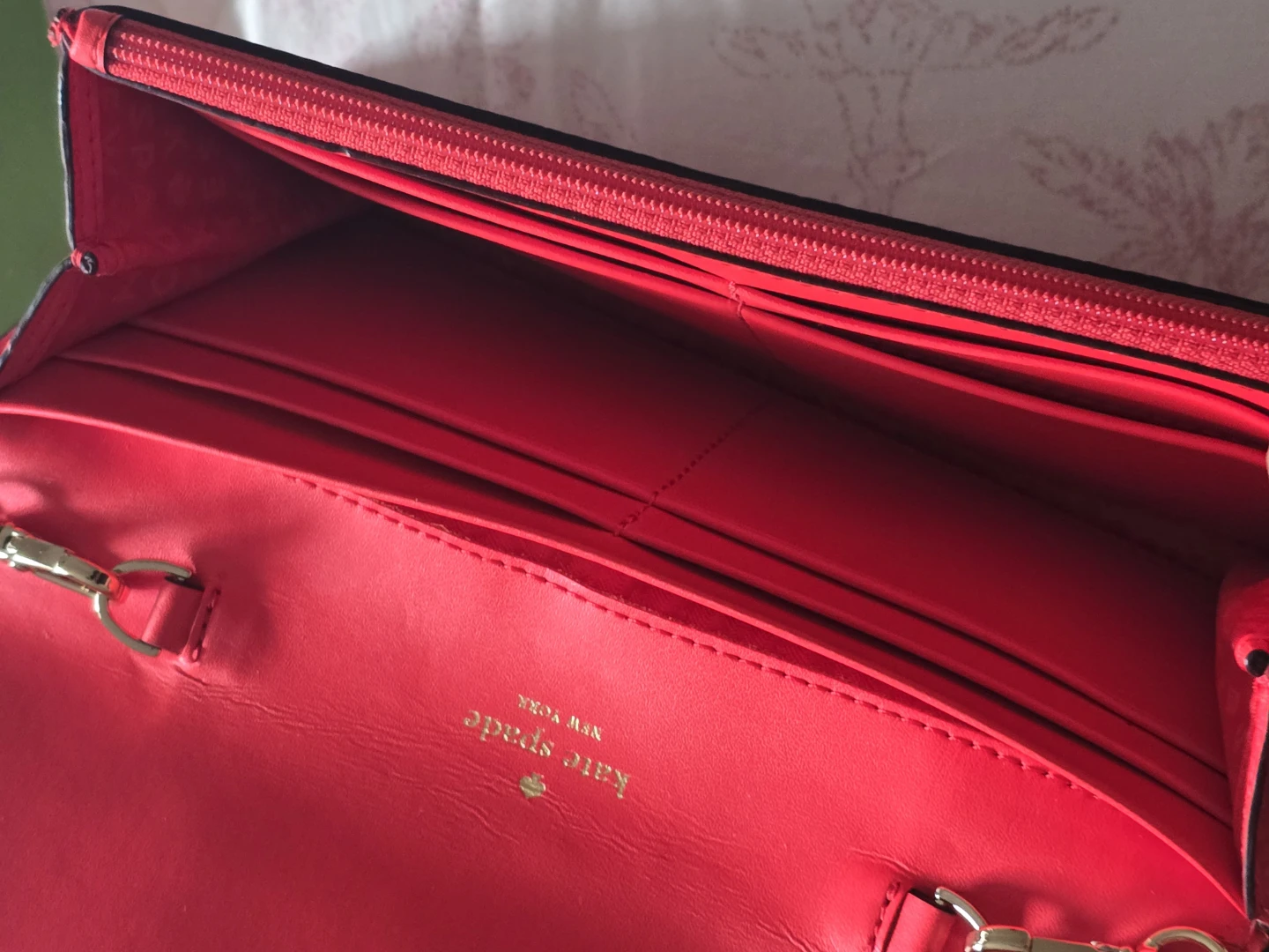 Kate Spade Red Leather Bow Wallet with Chain - photo 5