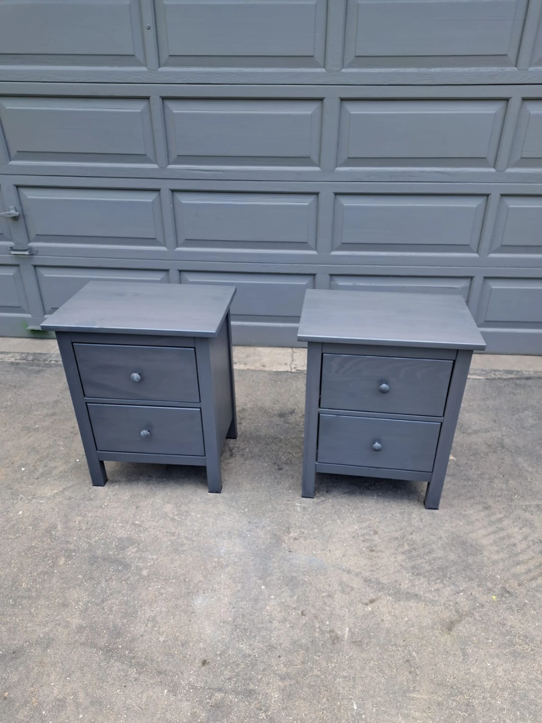 Pair of Grey Two-Drawer Nightstands - photo 3