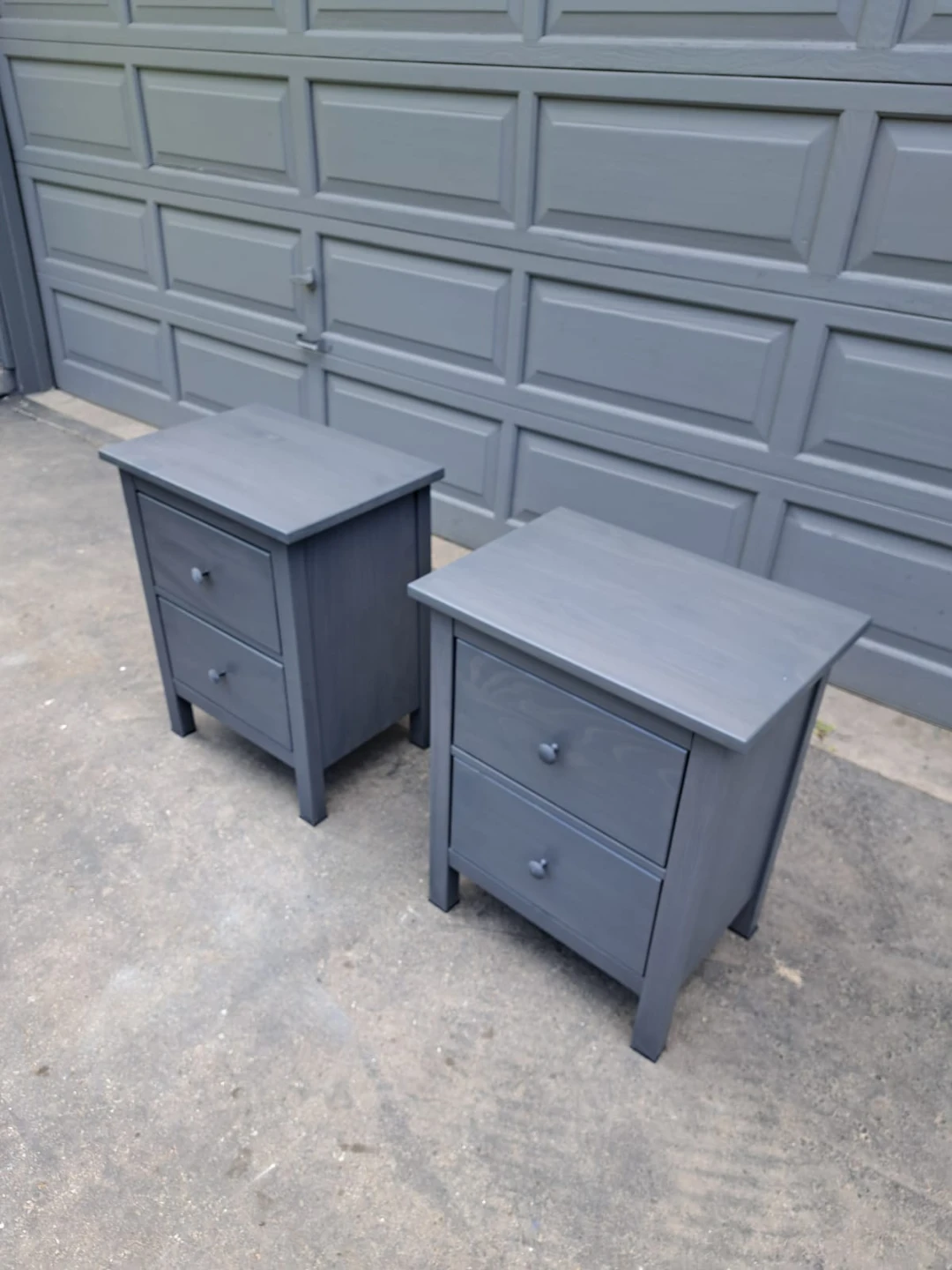 Pair of Grey Two-Drawer Nightstands - photo 4
