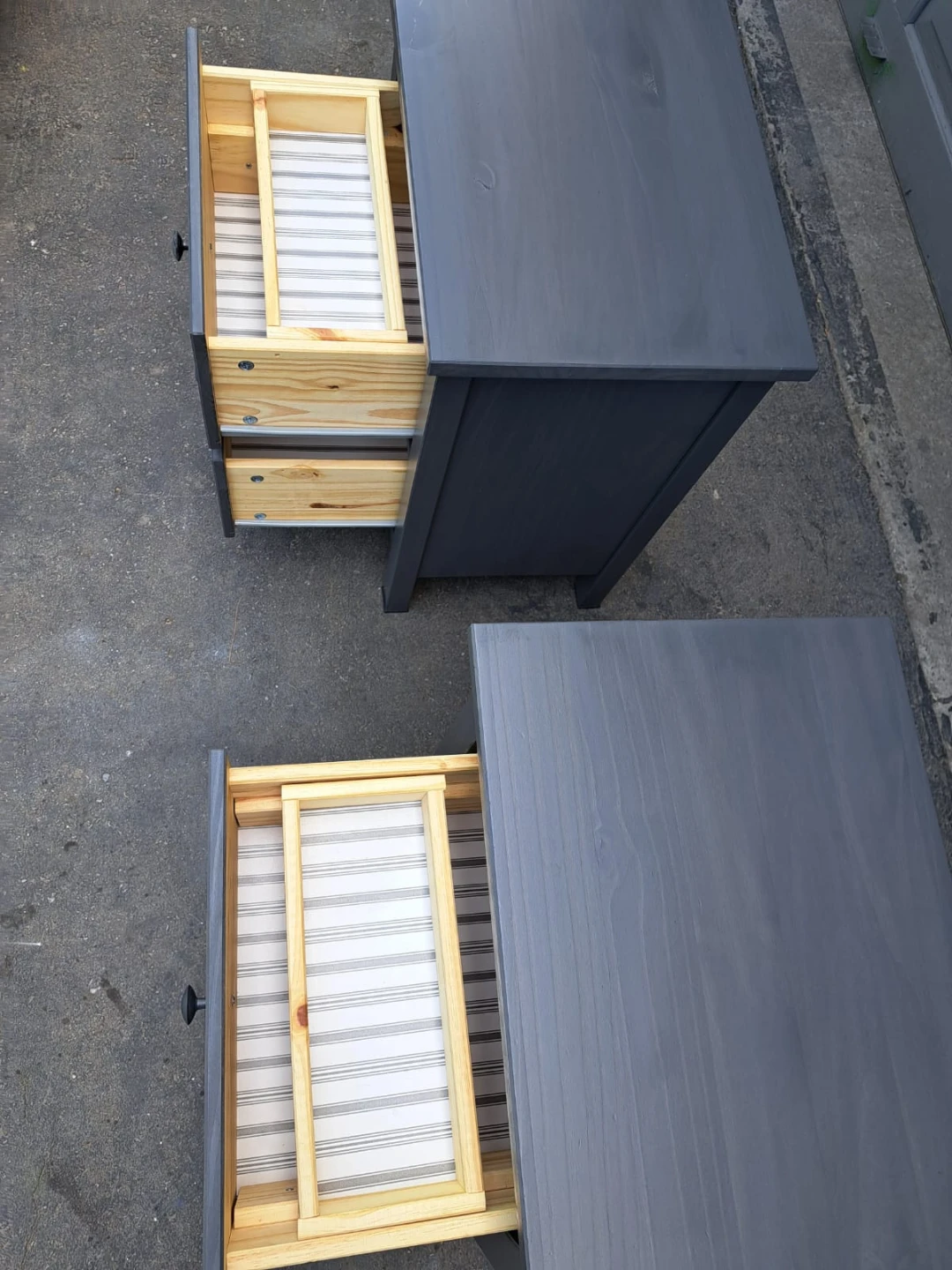 Pair of Grey Two-Drawer Nightstands - photo 5