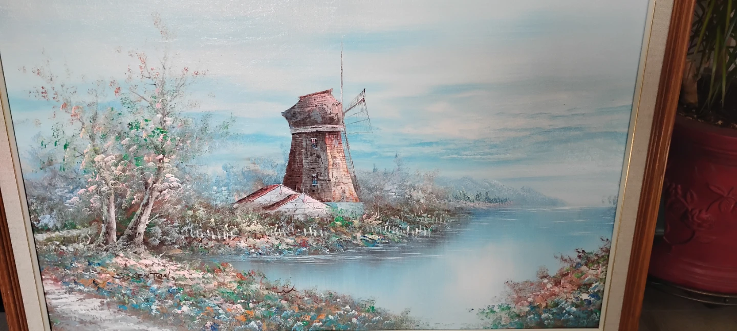 Oil Painting of a Windmill Landscape - photo 2