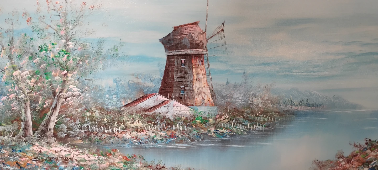 Oil Painting of a Windmill Landscape - photo 3