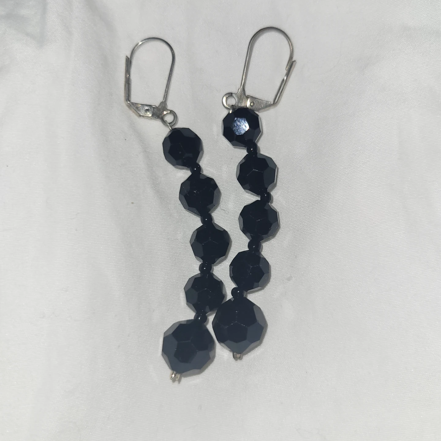 Black Beaded Drop Earrings