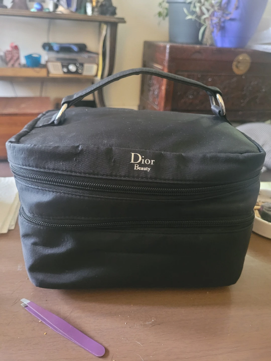Black Christian Dior Beauty Cosmetic Bag