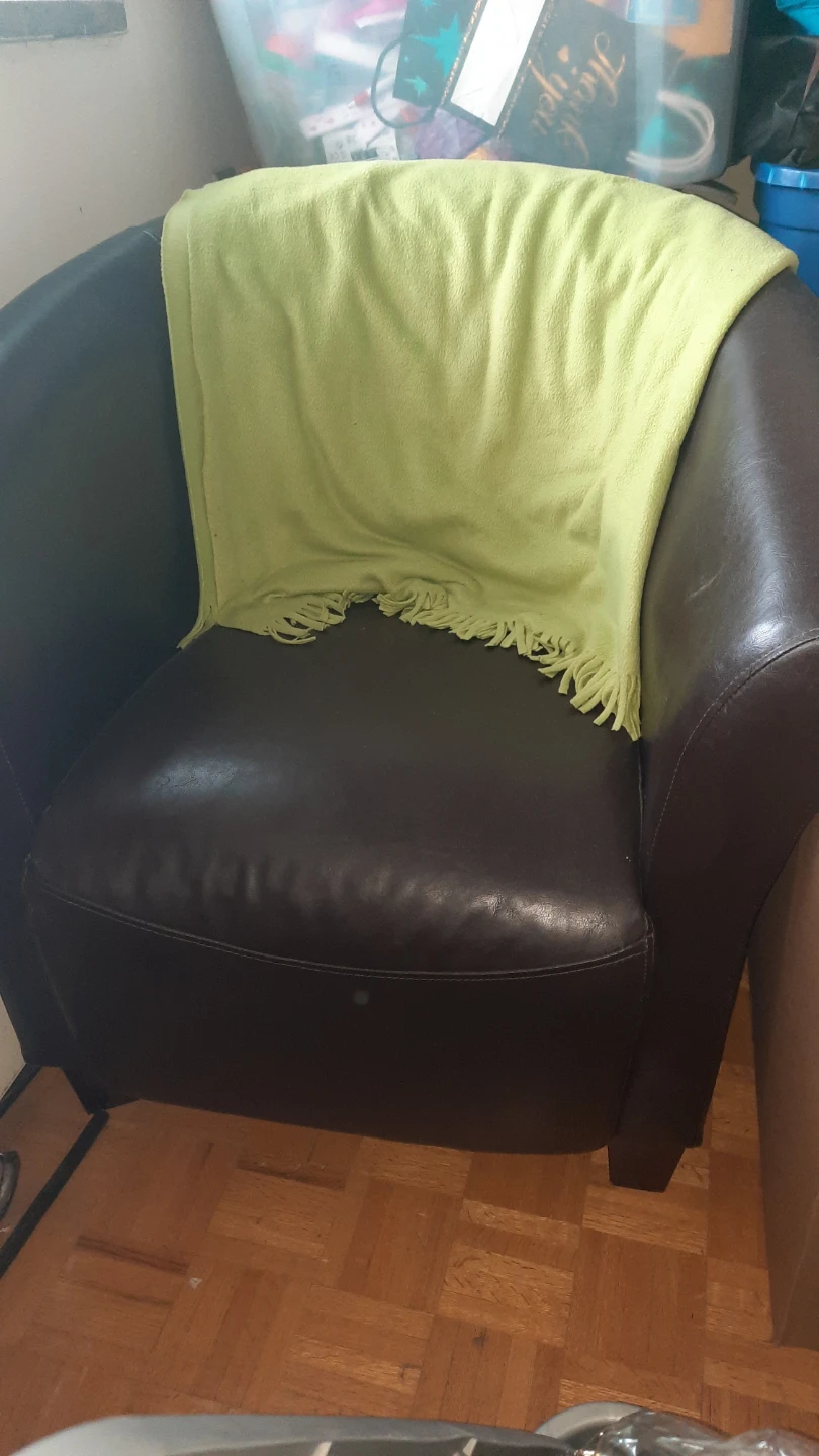 Brown Leather (like)Barrel Chair - photo 2
