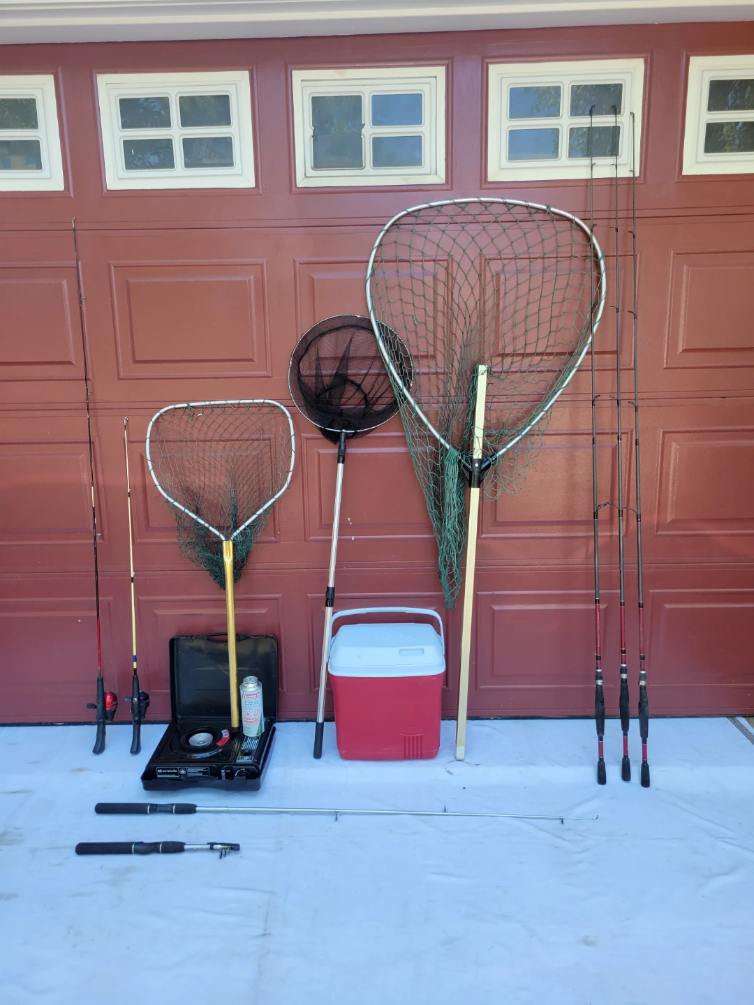 CAMPING- boat, oars, tent, stove +