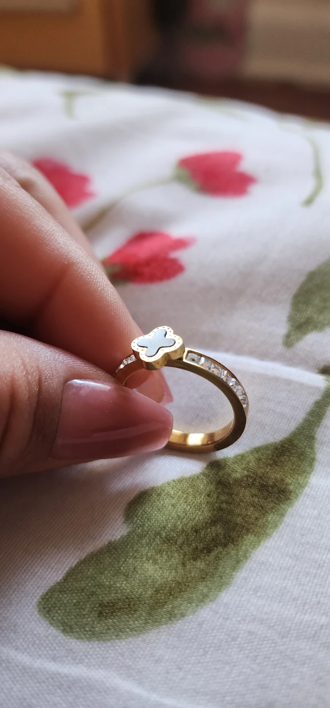 Gold platted Clover Ring with Rhinestones - photo 5