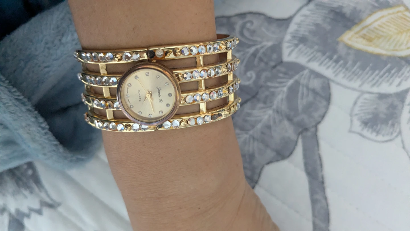 Jennie B. women's gold-tone cuff watch with crystals - photo 2