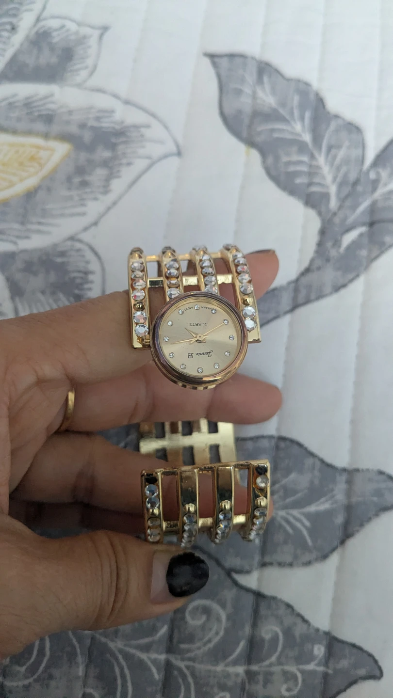 Jennie B. women's gold-tone cuff watch with crystals - photo 3
