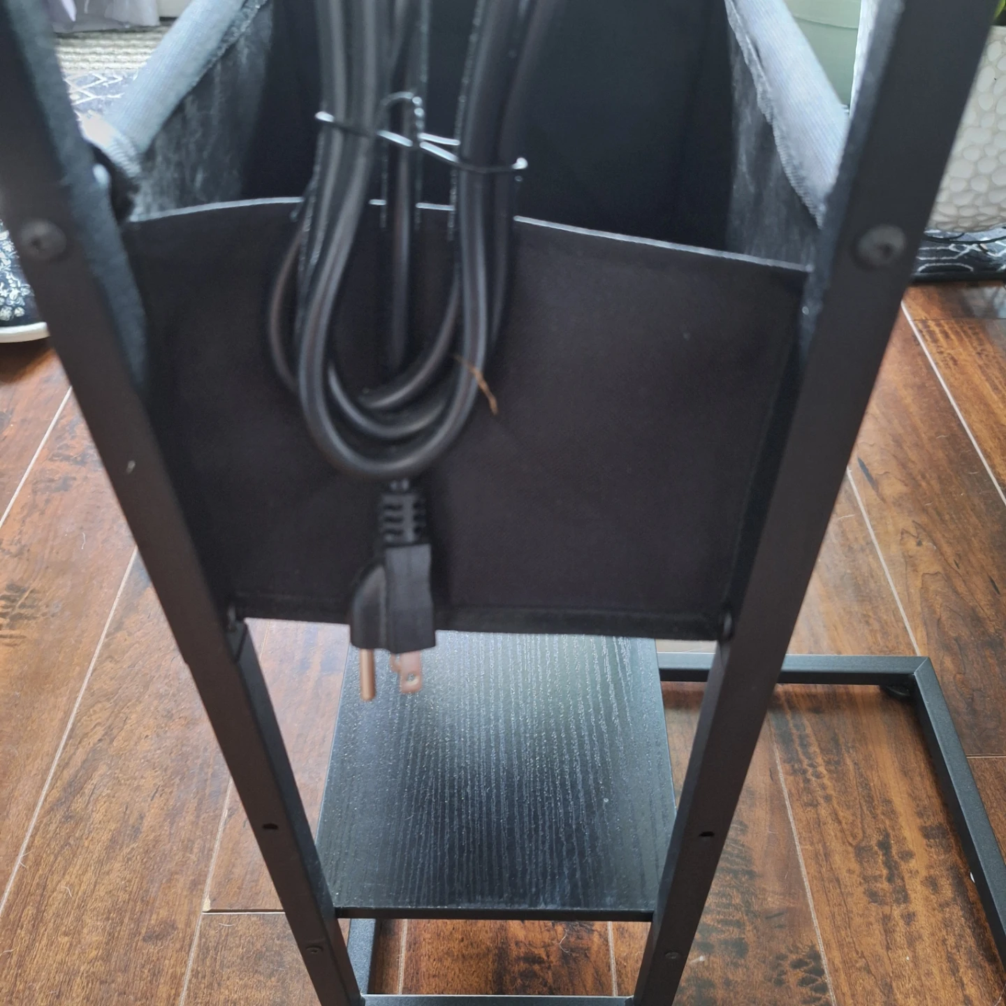 Black Side Table with USB Ports and Outlet - photo 5