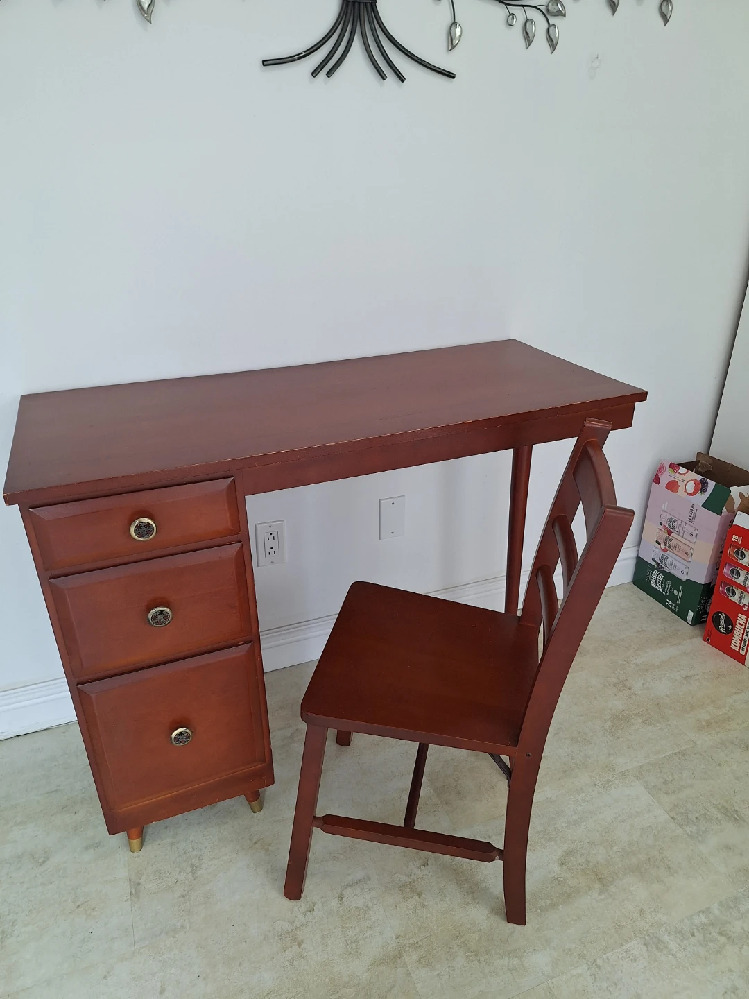 Vintage Wooden Desk and Chair Set - photo 3