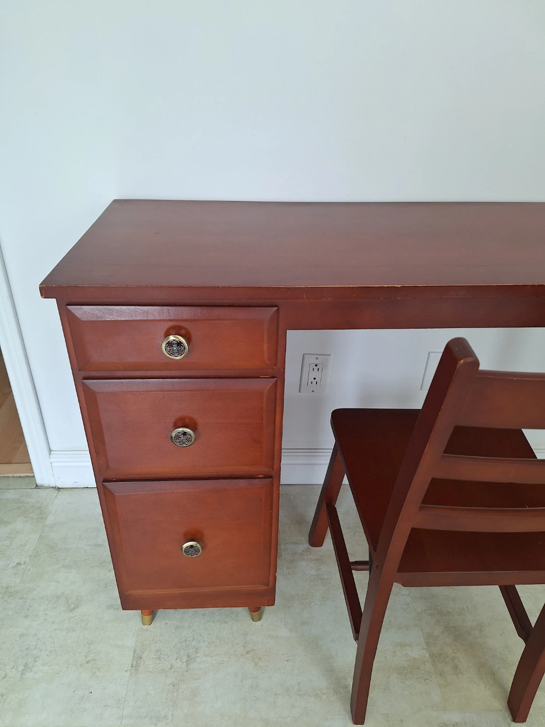 Vintage Wooden Desk and Chair Set - photo 4