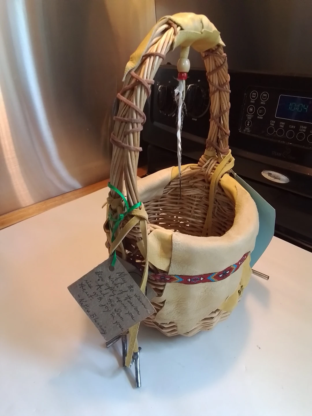 Gentle Bird Woven Basket with Leather Accents - photo 2