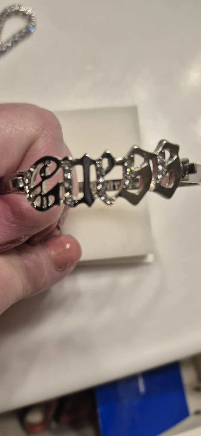 Silver Tone Bangle with  Guess. Script and CZ Ring Set - photo 3