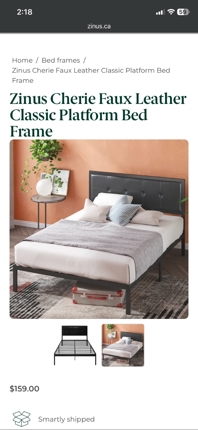 Faux Leather Classic Platform Bed Frame - Full size - photo 2
