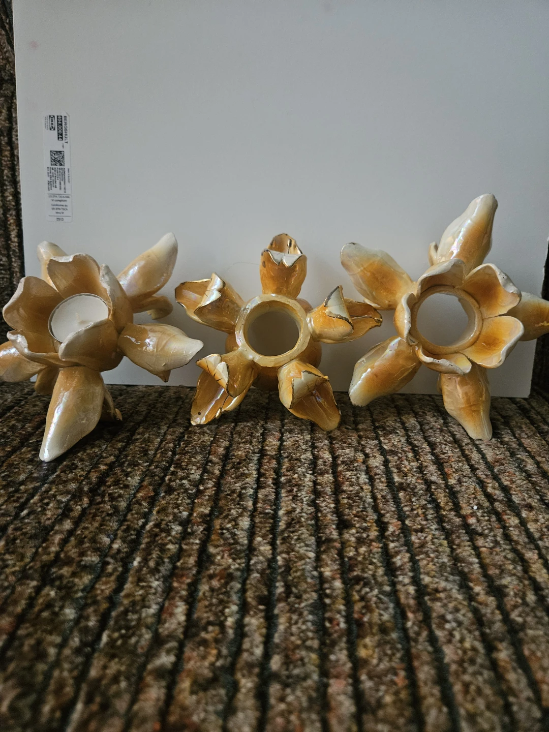 Lot of three VTG,2- Side  Brass Glass Lotus Pendant  Chandeliers