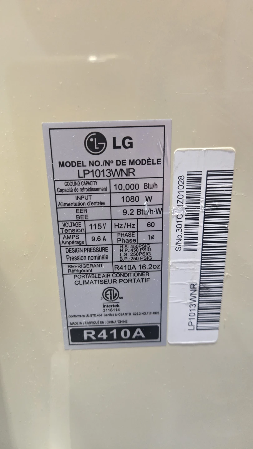 LG Portable Air Conditioner LP1013WNR - 10,000 BTU - photo 4