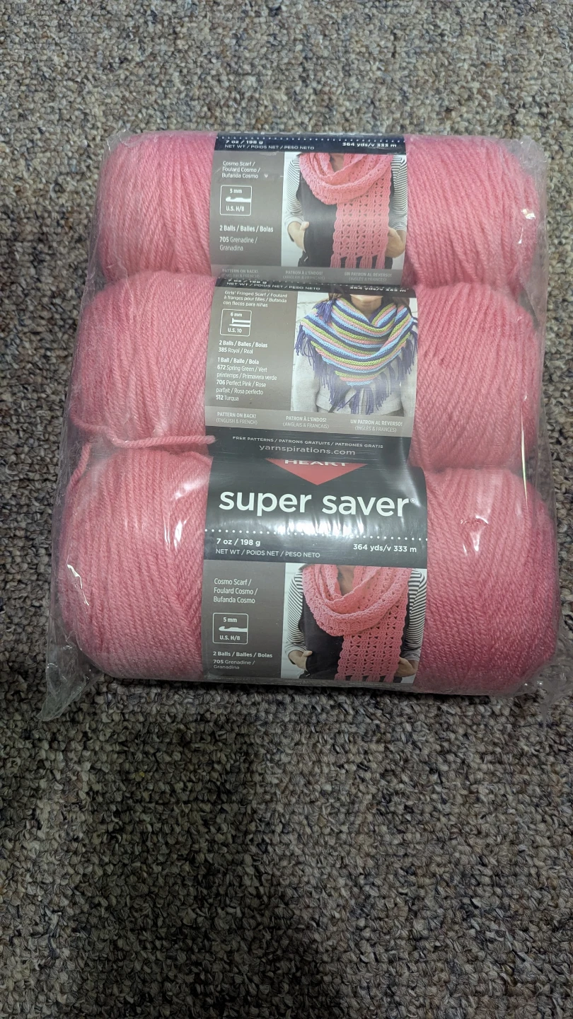 3 Skeins Red Heart Super Saver Yarn - Perfect Pink