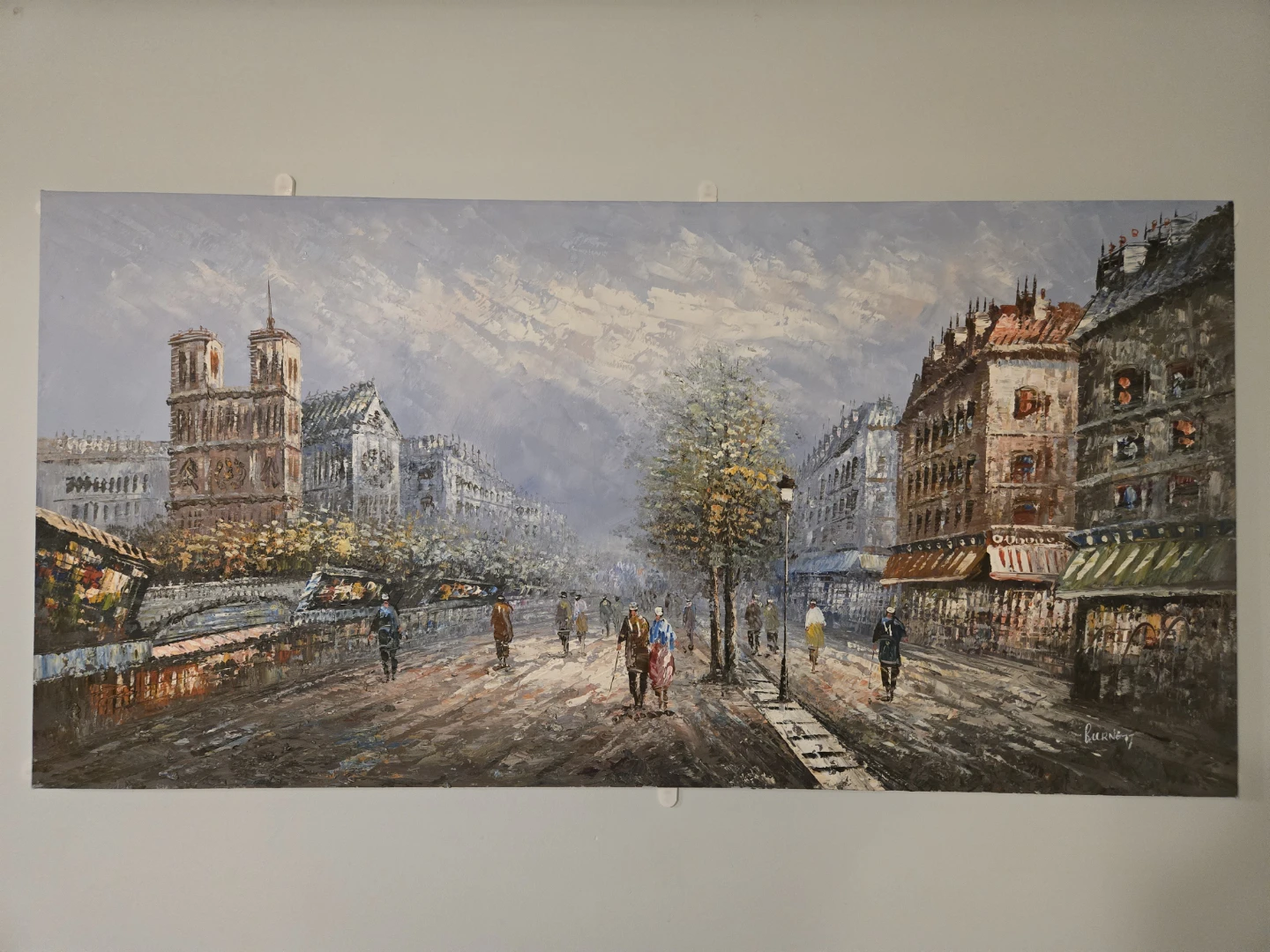 Original Painting of Notre Dame Paris Street Scene
