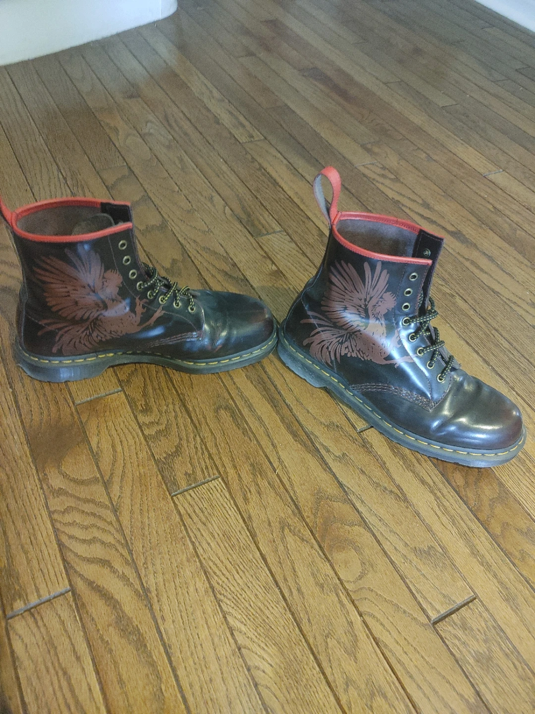 Dr. Martens Black Leather Boots with Year of the Rooster Graphic