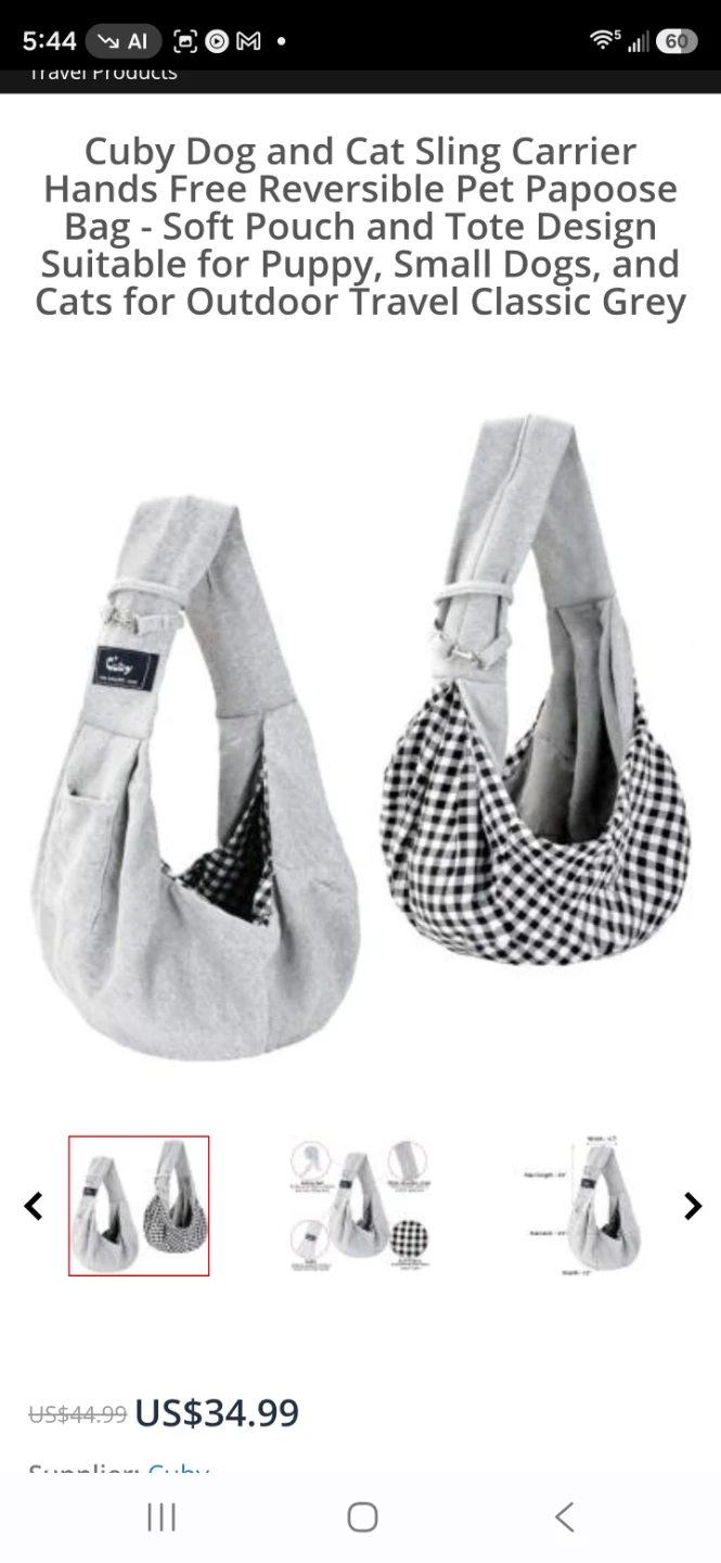 Pet Sling Carrier. For dog or cat