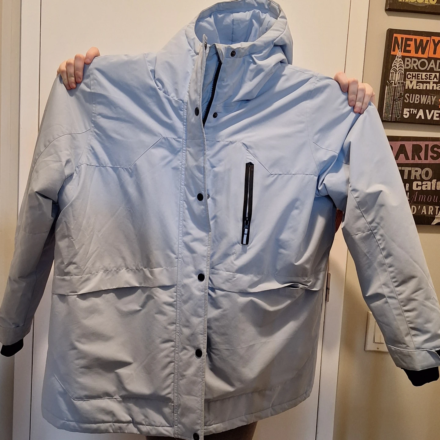Athletic Works Light Blue Hooded Jacket 1X