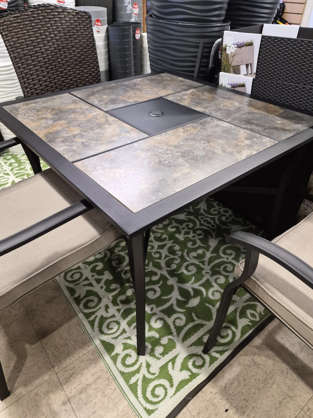 New 5 piece patio set tile Top table & 4 chairs with cushions - photo 3