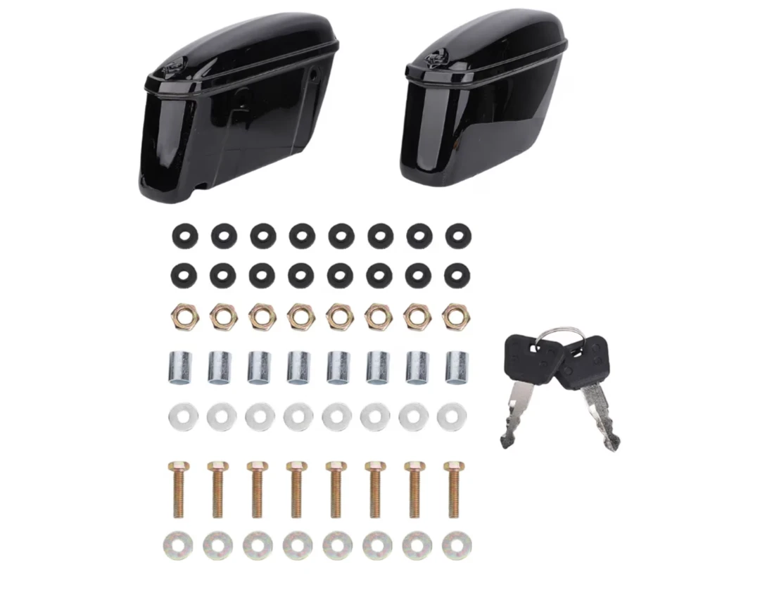 Black Motorcycle Saddlebags with Hardware - photo 4