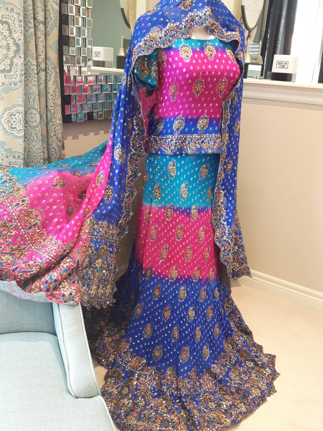 3 pcs Colourful bridle Lehenga Choli set