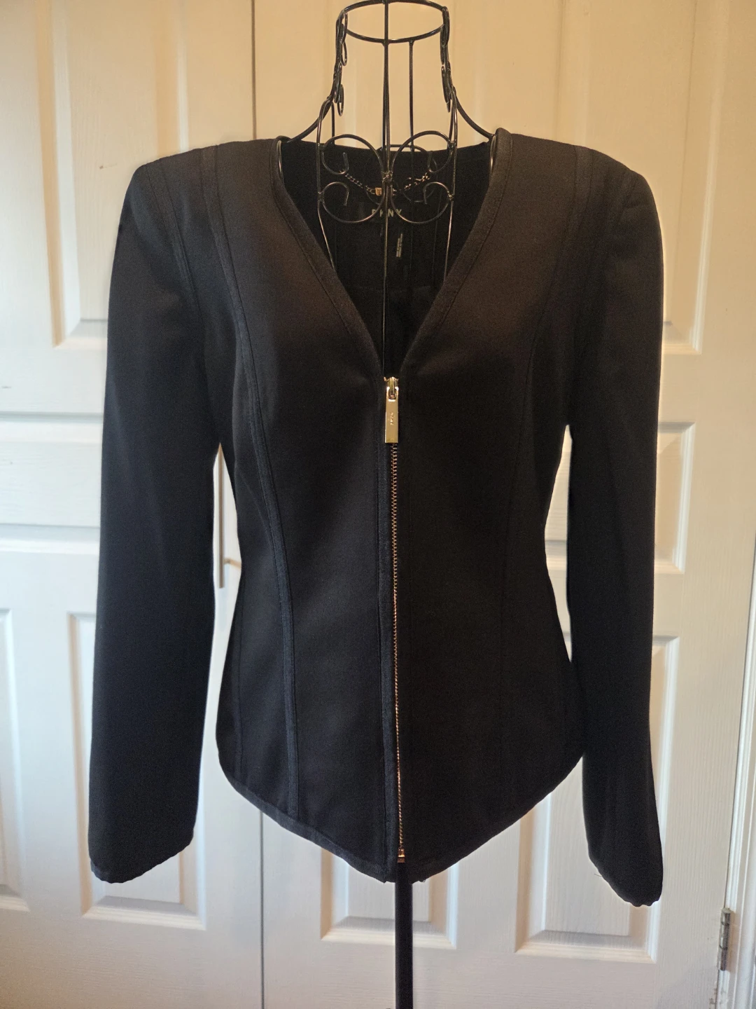 DKNY Black Zip-Front Blazer Jacket
