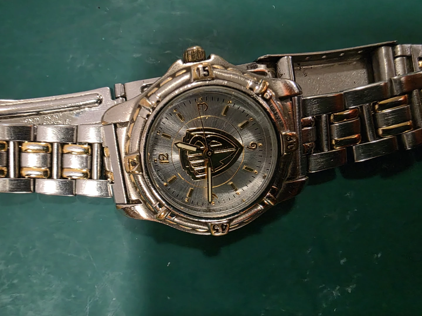 Vintage Warner Bros. Shield Logo Quartz Two Tone Bracelet