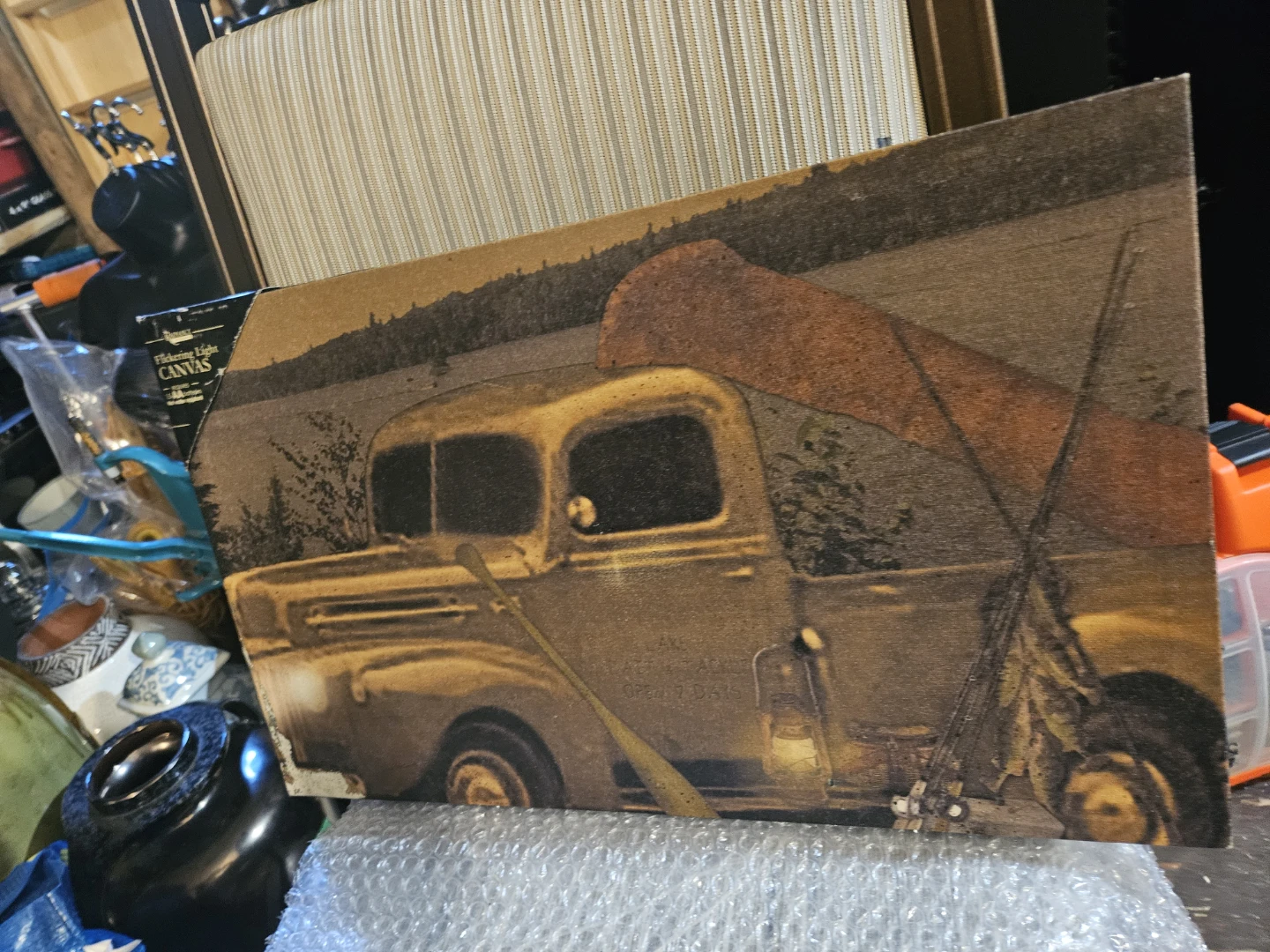 Vintage Truck & Canoe Canvas Print - photo 3